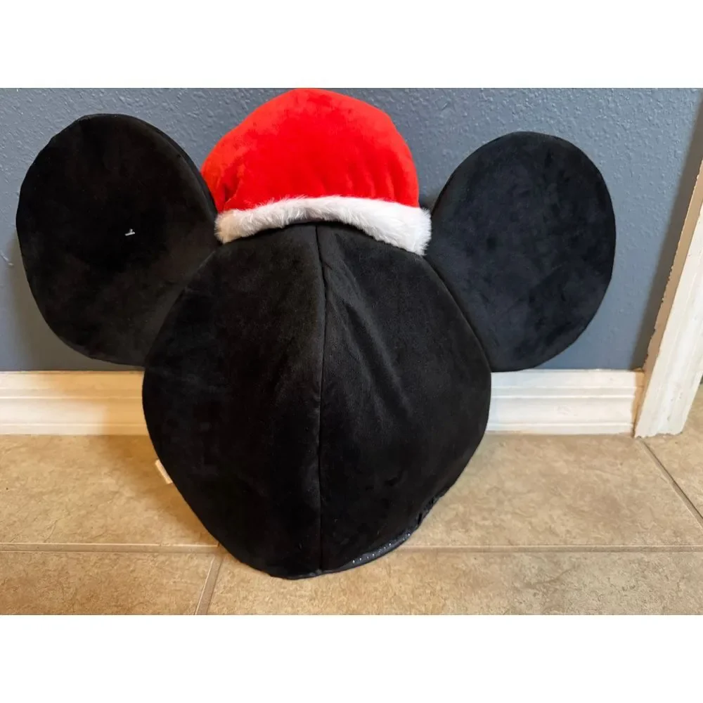 Mickey Mouse Santa Enclosed Kitten Cat Bed Cushion black red Christmas Disney